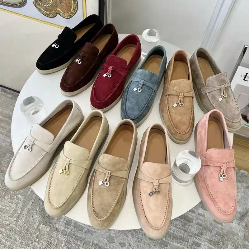 Loro Pianas mocassins sapatos de grife homens mulheres mocassins flat low top camurça couro de vaca oxfords sapatos casuais mocassins mocassins slip sneakers vestido sapatos tamanho 36-45