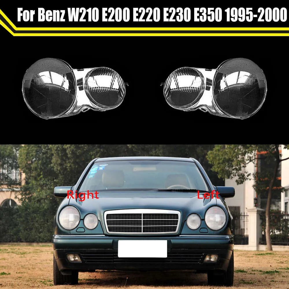 Bilens främre strålkastare glaslampa transparent lampskärmskal strålkastare för Mercedes-Benz W210 E200 E220 E230 E350 1995 ~ 2000