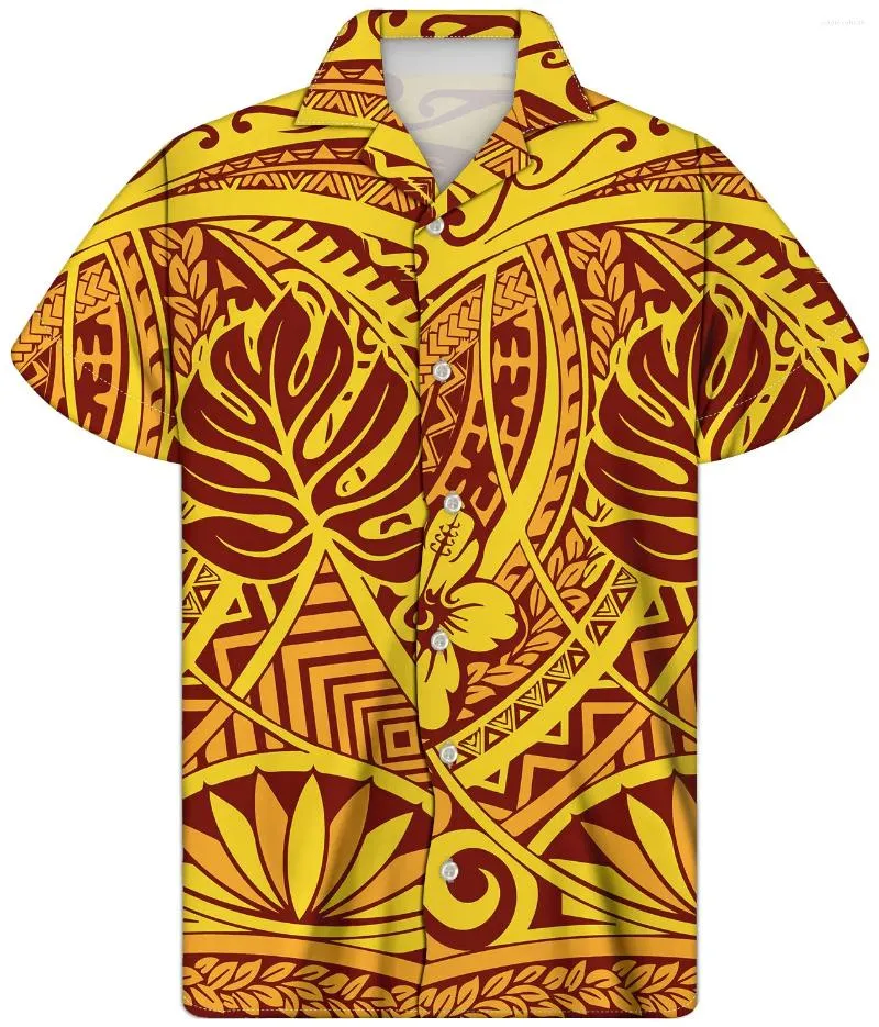 Mäns casual skjortor fashionabla skjorta polynesiska stamtatuering tryckt andningsbar kortärmad mjuk och bekväm lämplig