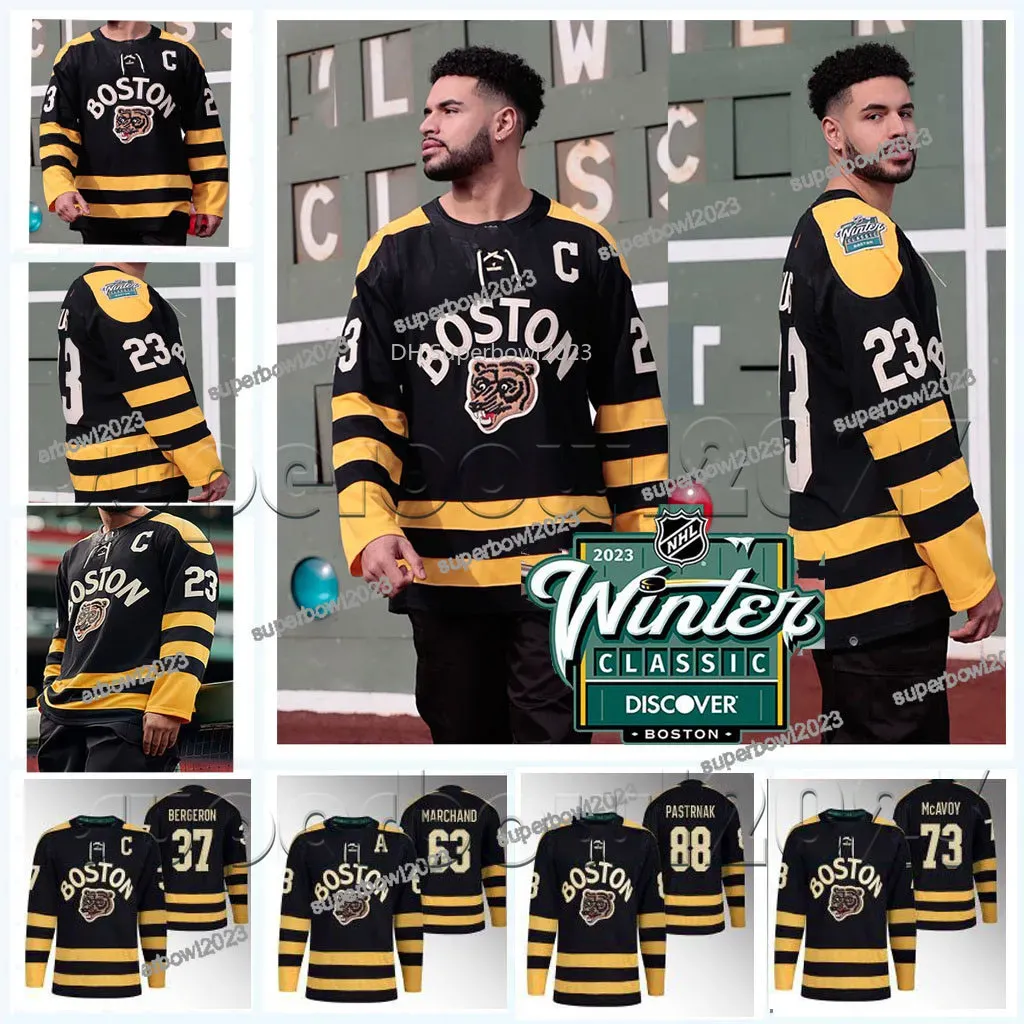 Boston 37 Patrice Bergeron Bruins Jersey 2023 Winter Classic 88 David PastraK Brad Marchand Taylor Hall Charlie Coyle McAvoy Craig Smith Ni