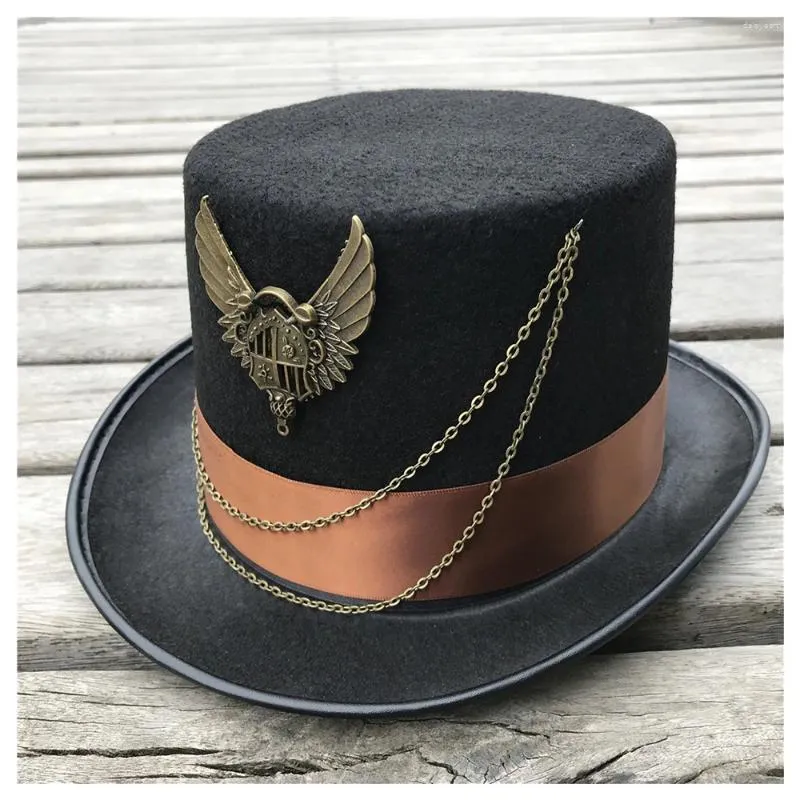 BERETS 2023 unisex män kvinnor handgjorda steampunk topp hatt scen magiska cosplay storlek 57 cm