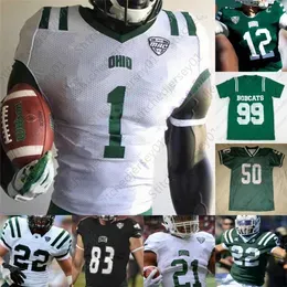 Custom Nathan Rourke Ohio Bobcats Football Jersey College 28 O'shaan Allison 24 De'montre Tuggle 6 Isiah Cox Shane Hooks Ryan Luehrman Austin Conrad all stitched