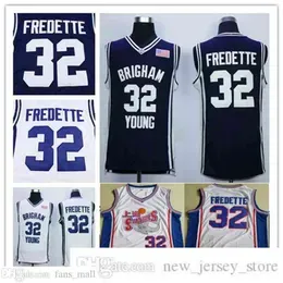 NCAA Brigham Young Cougars College Basketball Jersey Navy Blue White #32 Jimmer Fredette Shirts University Ed