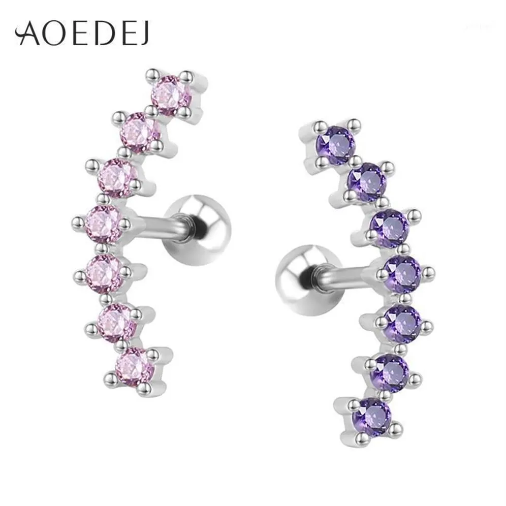 AOEDEJ 4 Colors Crystal Ear Stud Earrings Stainless Steel Cartilage Earrings Tragus Conch Piercing Oorbellen Voor Vrouwen1240S