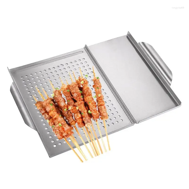 Outils plateau de gril pour l'extérieur 2 en 1 casseroles de dessus en acier inoxydable barbecue grillades