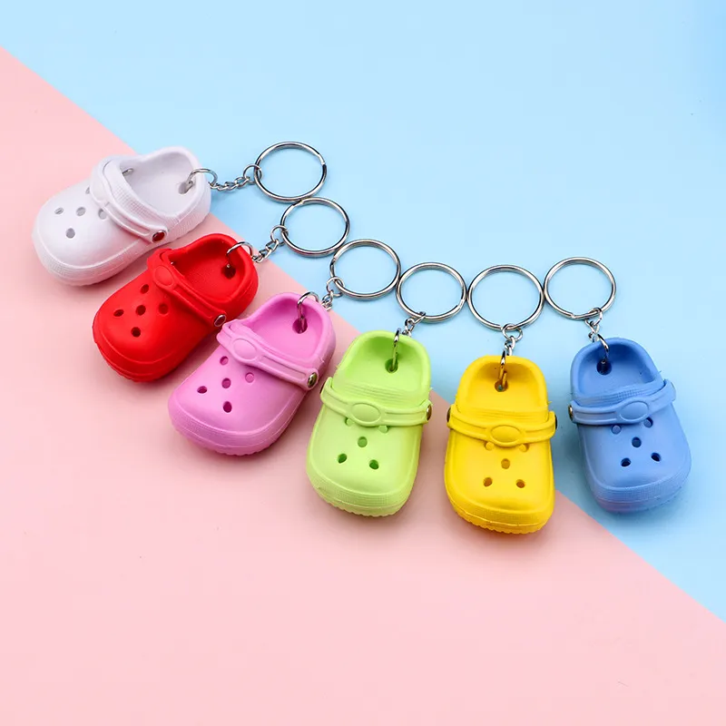 Cute 3D Mini EVA Beach Hole Little Shoe Keychain Girl Gift Bag Accessories Decoration Keyring Floating Key Chain