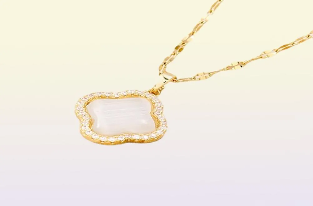 Bra lycklig 18k guldklöver hänge halsband mikro pantkvinnor vänskapsmycken7203624