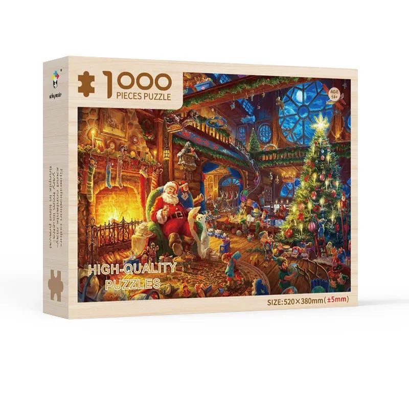 3D Puzzles Santa Claus Puzzle Christmas 1000 Pieces Wood Jigsaw 38x52cm utmaning svårigheter hjärnstorm spel grossist vuxna diy 0 45 kg 231218