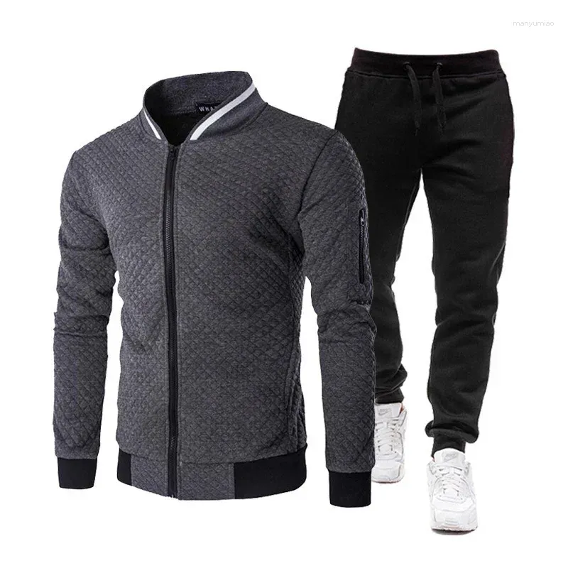 Men's Tracksuits Autumn And Winter Hoodie Set Fashion Zipper Coat Long Pants Warm Sports Clothing Harajuku Casual Spo