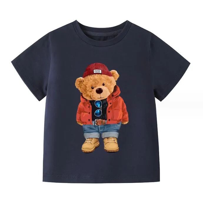 Été bébé garçons filles T-shirts coton enfants à manches courtes T-shirt dessin animé ours enfants hauts T-shirts enfant chemise
