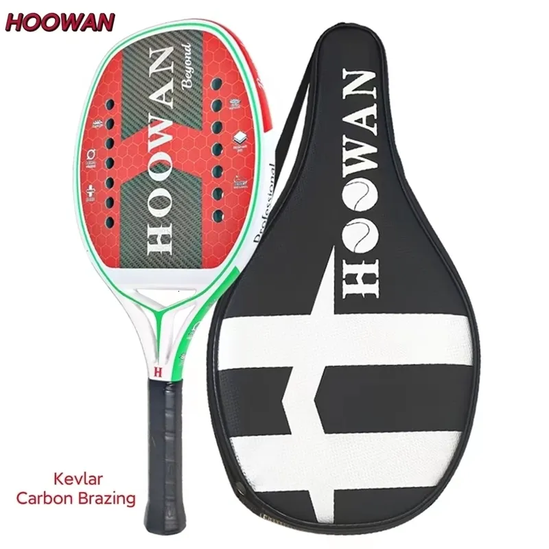 Tennis Rackets HOOWAN Beyond Yellow Beach Tennis Racket Carbon Fiber 3K Professional 22mm Soft EVA Core Rough Surface with Cover 231216