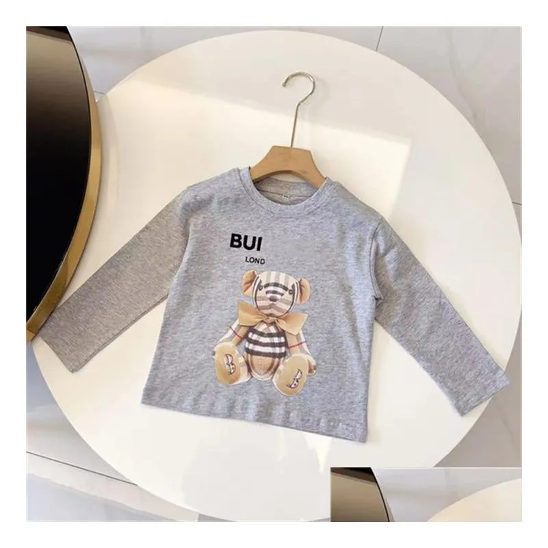 Les garçons et les filles portent une chemise à manches longues et à manches longues pour enfants de printemps et d'hiver T-shirt de marque de vêtements tendance taille 90-150 cm Drop de Dhvkj