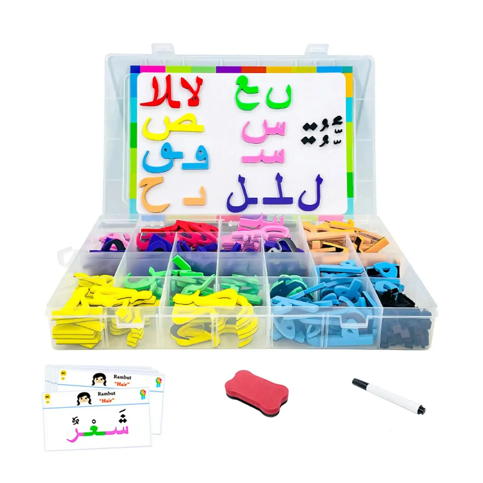 Lärande leksaker 1set Baby Arabic Alphabet Word Magnetic Intellectual Toy Preschool Teaching Montessori för barn 231218