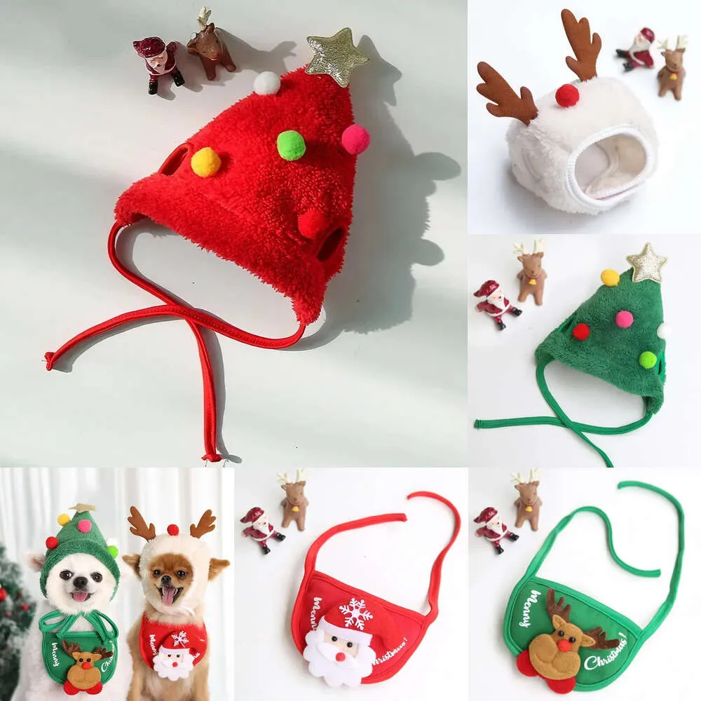 Neues Weihnachtsspielzeug, Weihnachts-Haustiermütze, süßes Geweih, Speichelhandtuch für Hunde und Katzen, Anziehzubehör, schönes Design, Herbst- und Winterkleidung, Haustierzubehör