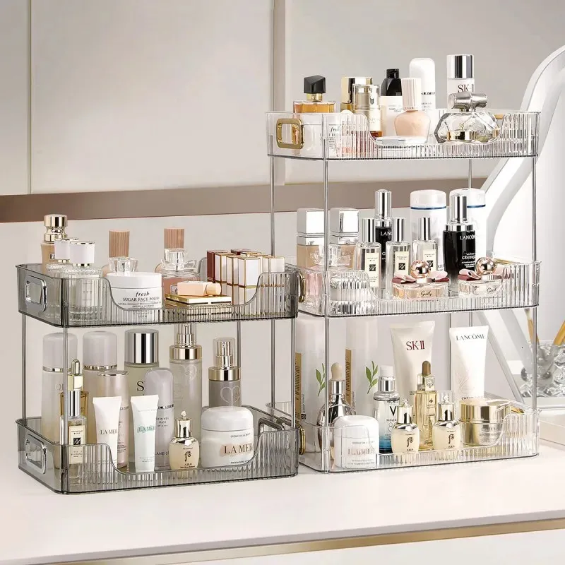 Supports de stockage Racks Organisateur de salle de bain Étagère Acrylique Maquillage Rack Grande Capacité Soins de la peau Cosmétique Liptick Accueil Titulaire 231218