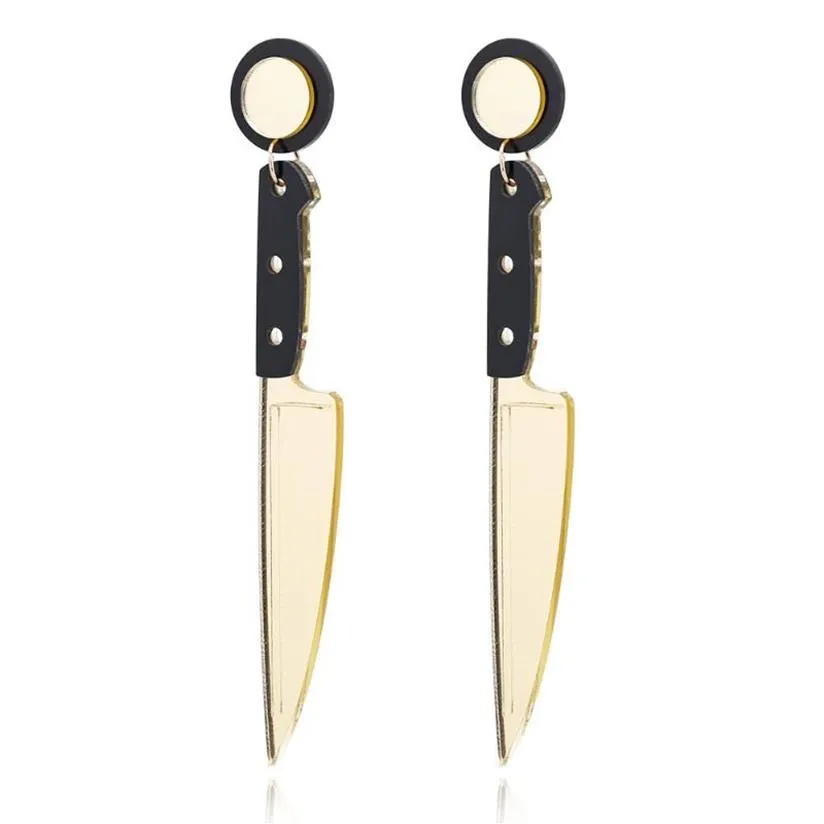 Stud Punk Fashion Knife Earring Cool Hip Hop Acrylic Long Earrings Shape Geometric Ear Studs311S