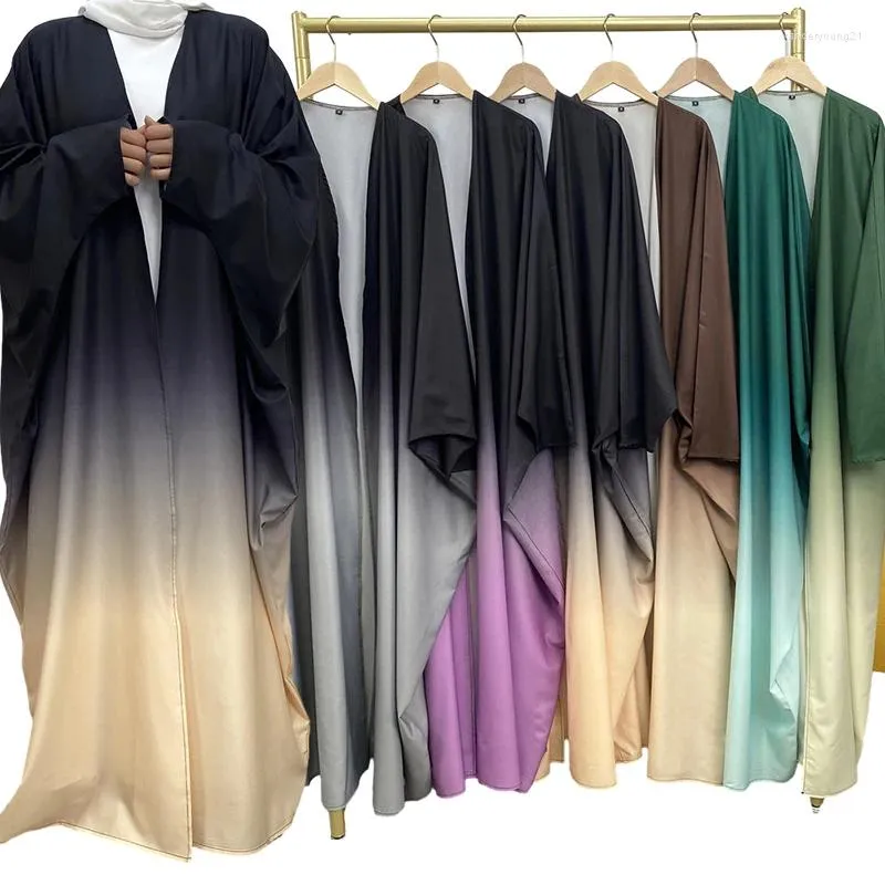 エスニック衣類女性用オープンアバヤイスラム教徒ラマダン快適な長袖カジュアルブラックアバヤトルコドバイイスラム女性6色
