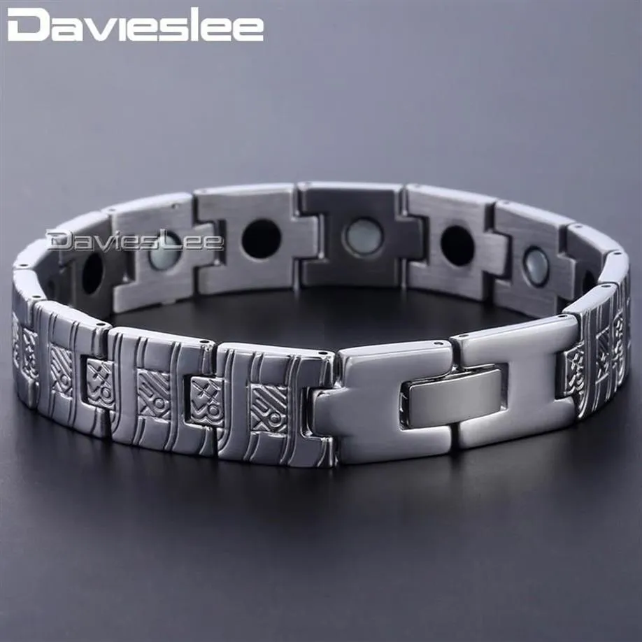 Davieslee – Bracelet de montre pour hommes et femmes, chaîne à maillons, en acier inoxydable, couleur or argent, 12mm, DKBM145280I