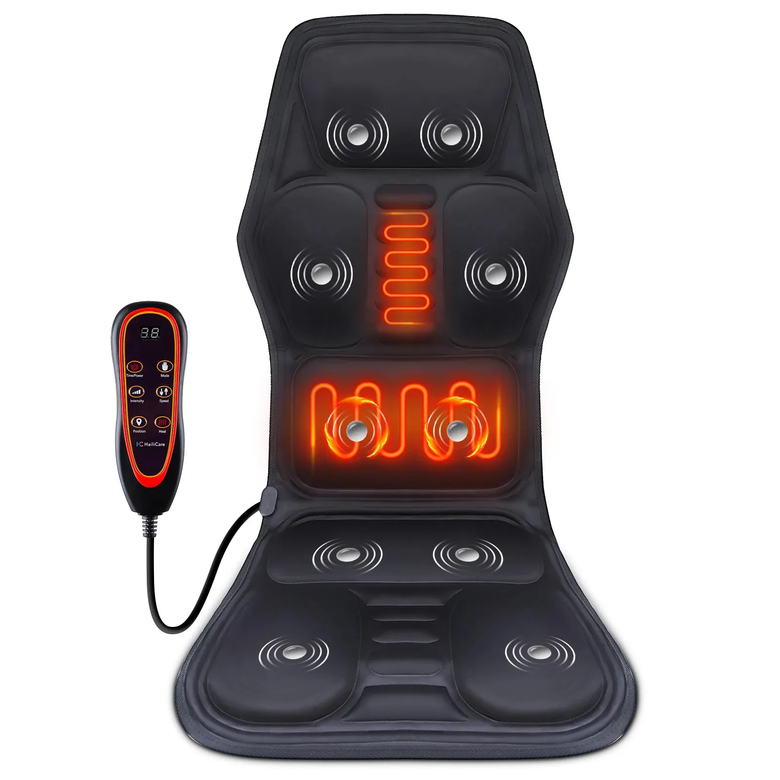 Back Massager Electric Heating Vibrating Massage Chair Pain Relief Cussion Seat Pad Lumbar Back Shoulder Massager Mattress Car Office Home Mat 231218