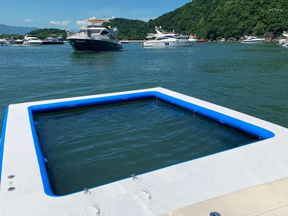 Acessórios Piscina inflável para passeio de barco portátil 5m 3m 2m Pools marinhos de iate barco flutuante piso