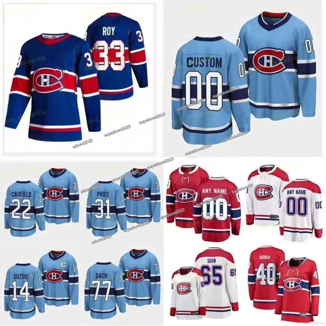 Canadiens 2022-23 리버스 레트로 남성 하키 유니폼 몬트리올 Sean Monahan Juraj Slafkovsky Nick Suzuki Xhekaj Coa Caufield Brendan Gallaghe