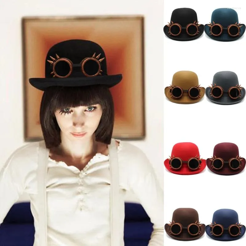 DHgate Oval Top Steam Punk Bowler Hats for Men and Women Retro Roll Rim Cap Sunhat for Party Street Style Winter Outdoor Size US 7 3 8 UK L Fashion Accessories