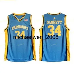 Mich28 Men High School Kevin 34 Garnett Jersey Blue Team Farragut Basketball Jerseys Garnett Uniform Breathable For Sport Fans High Quality