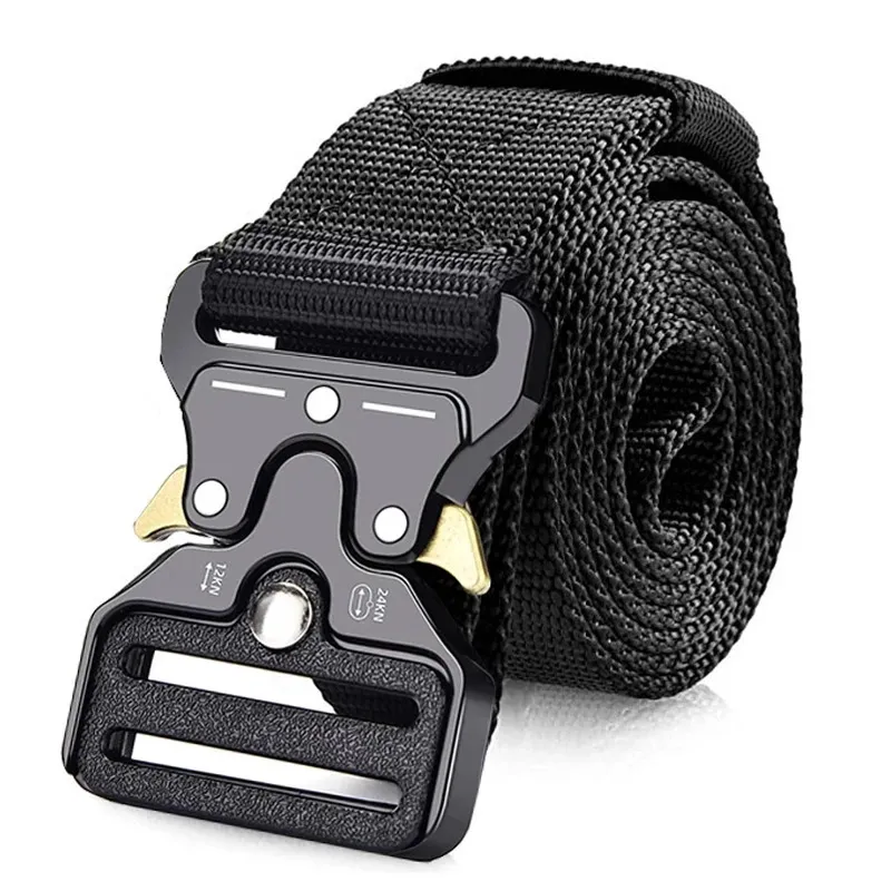 Ceintures Véritable ceinture tactique à dégagement rapide en plein air militaire doux véritable nylon accessoires de sport hommes et femmes noir grande taille 231216