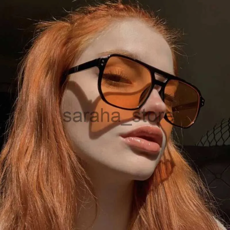 Okulary przeciwsłoneczne DYMYMJ SUBLASSS SUN SUN SUNSKES Kobiety Proste duże okulary przeciwsłoneczne Men Vintege Yellow Shades Women Drivgafas de sol hombre j231218