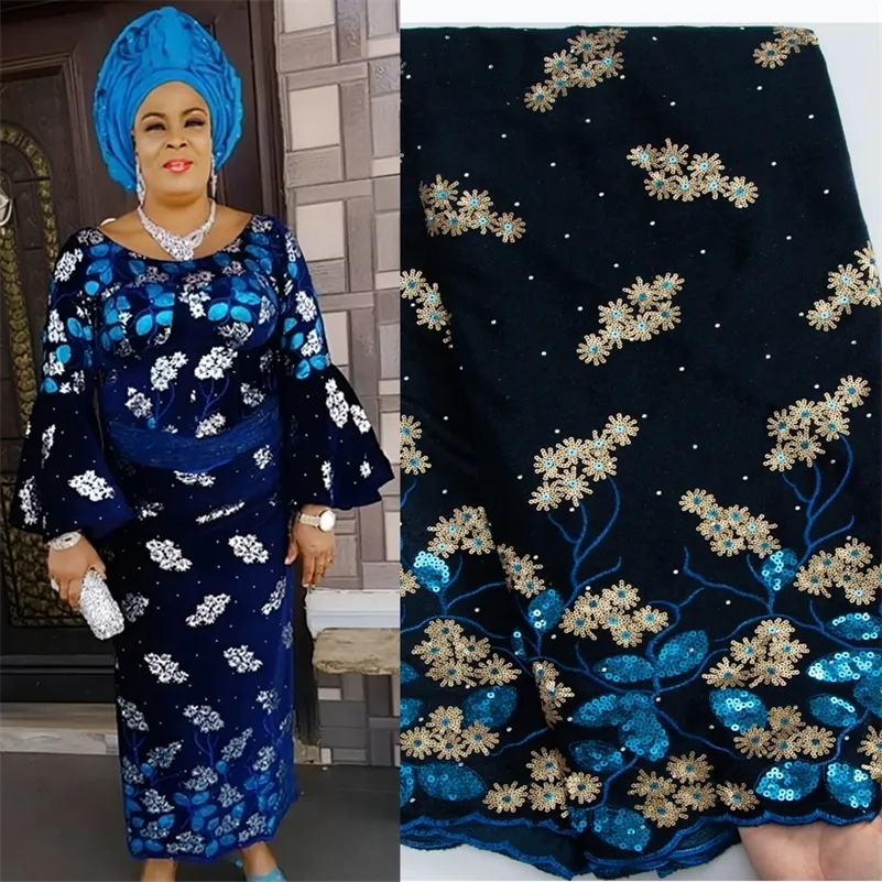 Tessuto e cucito pizzo africano 2023 velluto di alta qualità con paillettes in pietra materiale da sposa nigeriano per la festa A2012 231216