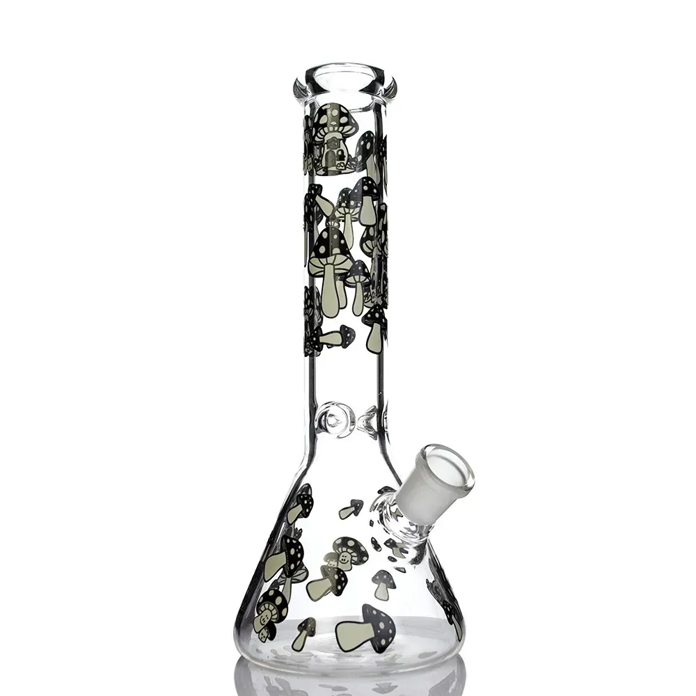 2021 Mushroom Beaker Bong hookah 5mm thick GLOW IN THE DARK glass water pipe oil rig dab recycler smoking accessories bowl