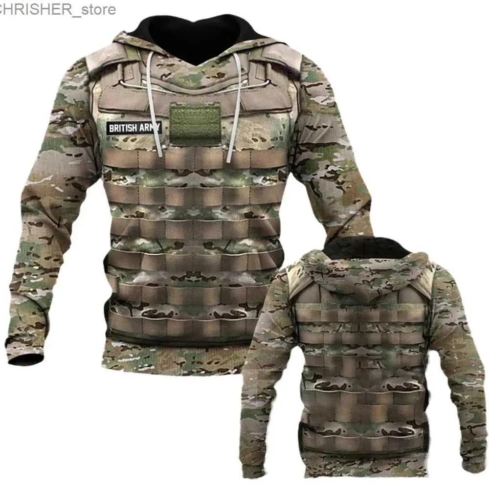 Vestes tactiques Sweat à capuche de camouflage pour hommes imprimé en 3D Cosplay Field Team Tactique Sweat-shirt de camouflage Field Camouflage Combat Hoodie.L231218