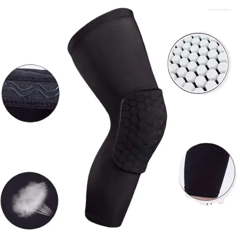 Genouillères de protection pour Sport, basket-ball, Football, entraînement, attelle en nid d'abeille, Support de jambe, volley-ball, Compression des manches de sécurité