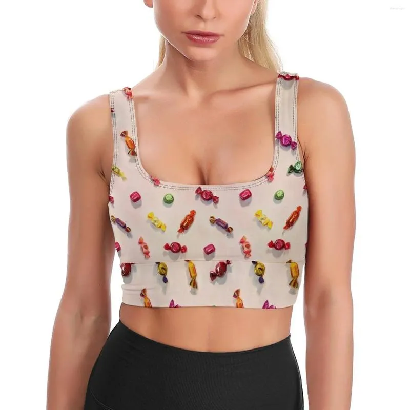 Damen Tanks Yoga Weste StudentSweet Candy Painted Pattern Mädchen Sexy Art Elastic Four Seasons Top