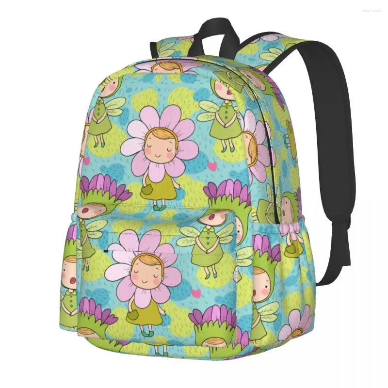 Backpack Flower Fairies Cute Fairytale Cartoon Women Men Polyester Trekking Backpacks Soft Cool School Bags Rucksack Xmas Gift