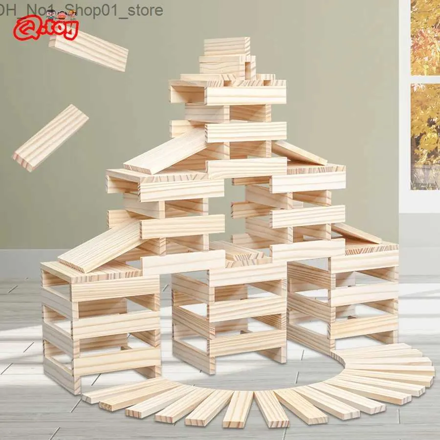Sorting Nesting Stacking toys 100pcs Wooden Building Block Architecture DIY Educational Toys for Kids Construction Kit High Puzzle Games Child Q231218