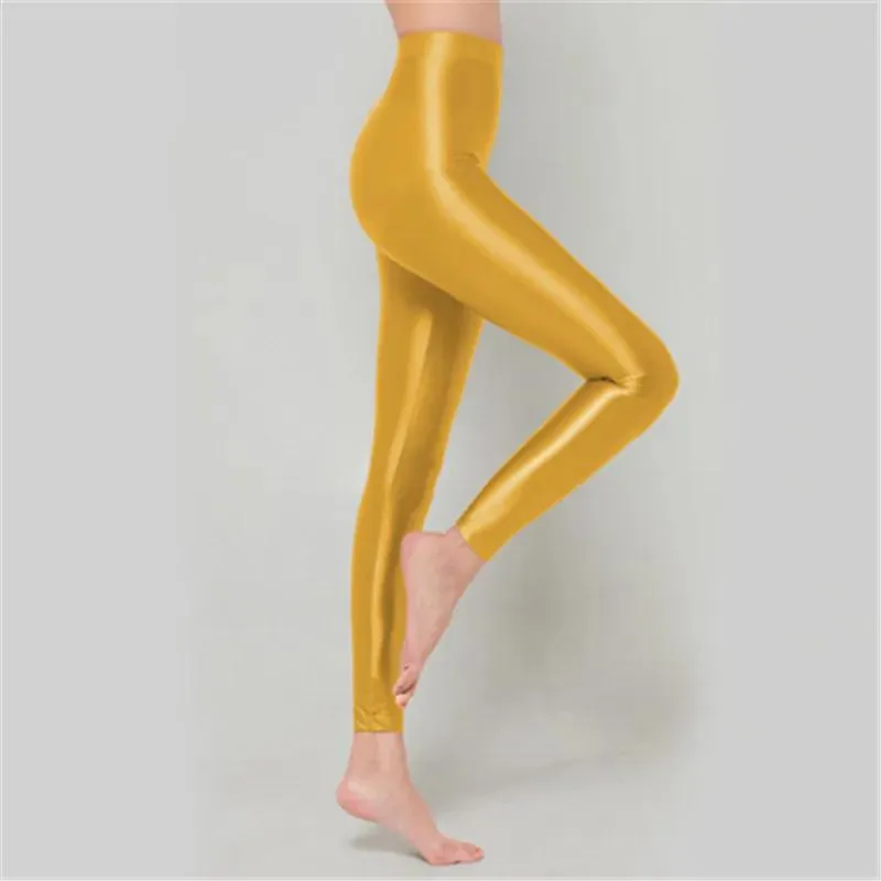 Sports yoga pants satin smooth opaque pantyhose bright tights sexy