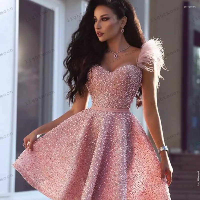Party Dresses Elegant Cocktail Graceful Evening For Formal A-Line Sweetheart Prom Gowns Feather Decorate Sleeveless 2024