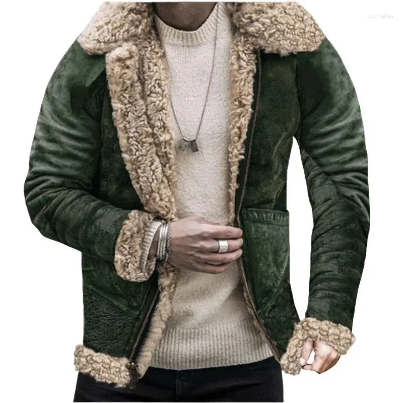 メンズジャケット2023冬の毛皮の統合メンジャケット濃厚模倣ベルベットプリントコート大規模ファッションウォームメンズウェアアウター