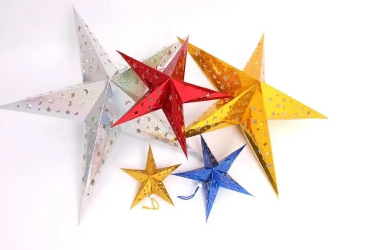 11.8-43.3 inch Stereo double laser Christmas decorations colorful folding paper star hanging lobby of stars CS02