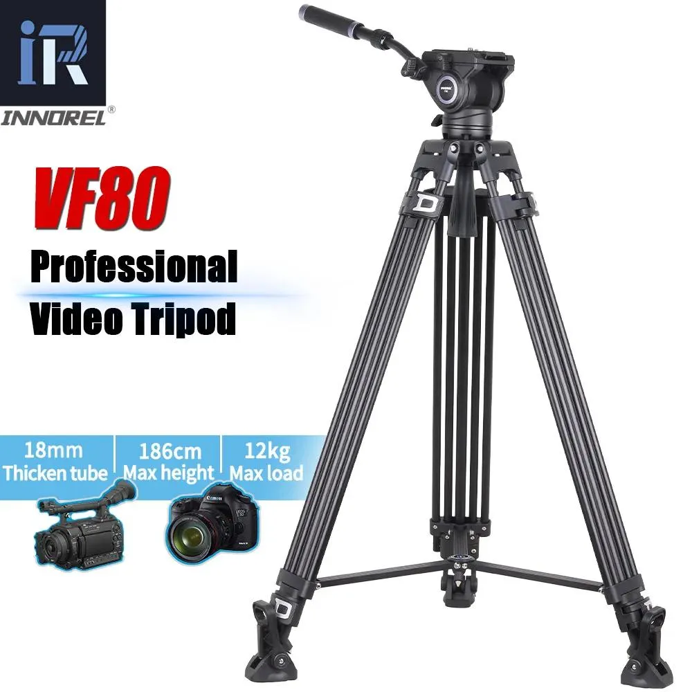 Suportes VF80 Professional Heavy Video Alumínio Tripé 186cm Hidráulico Fluido Cabeça de Vídeo F80 para DSLR Camera Camcorder Slider 12kg Carga