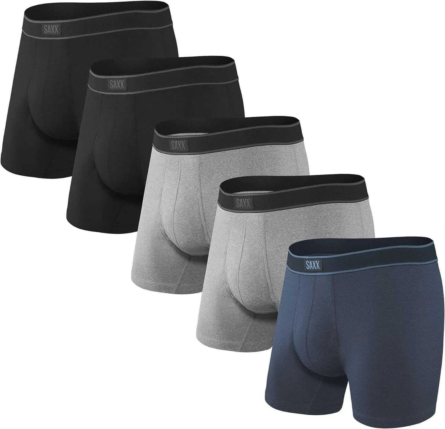 SAXX Intimo da Uomo - Boxer Daytripper Fly 5Pk con Supporto per Custodia Integrato - Intimo da Uomo