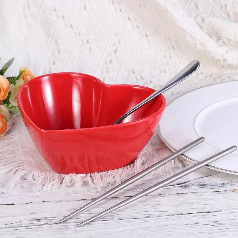 Plates Cereal Bowls Fruit Bowl Salad Heart Shaped Melamine Mixing Dessert Snack Tableware Dish