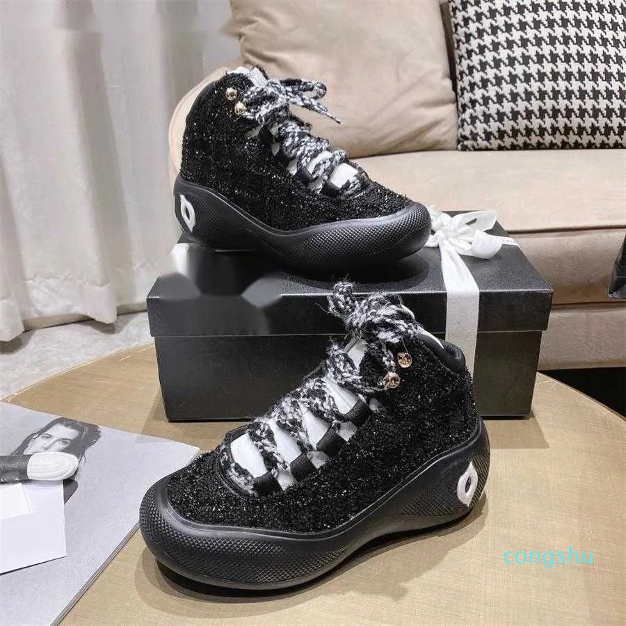 مصمم أحذية الكاحل عالي الجودة Ccity Leather Boot Platform الكعب
