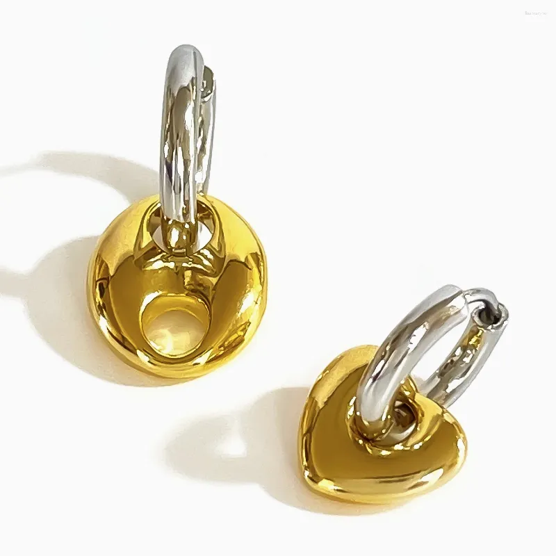Серьги-кольца Peri'sbox Минималистичные смешанные золотые и посеребренные подвески в виде кофейных зерен в форме сердца Huggie женские модные ювелирные изделия в уличном стиле