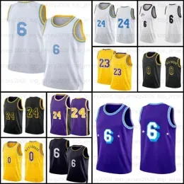 LA''Lakers ''6 James 23 LeBron Jersey 2022 2023 Basketball Jerseys Mens Bryant Yellow 22 23 City Black Mamba Embroidery Edition Stitched 8 24