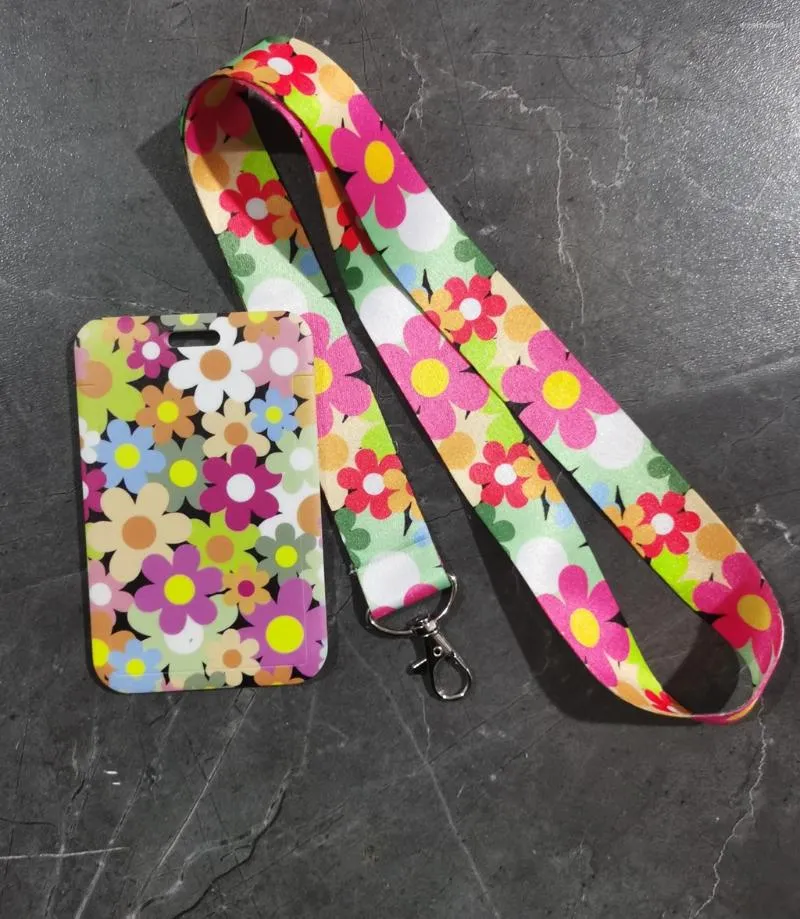 Schlüsselanhänger 1 Set Blumen Karte Umhängeband Lanyards Ausweishalter Seil Anhänger Schlüsselanhänger Zubehör