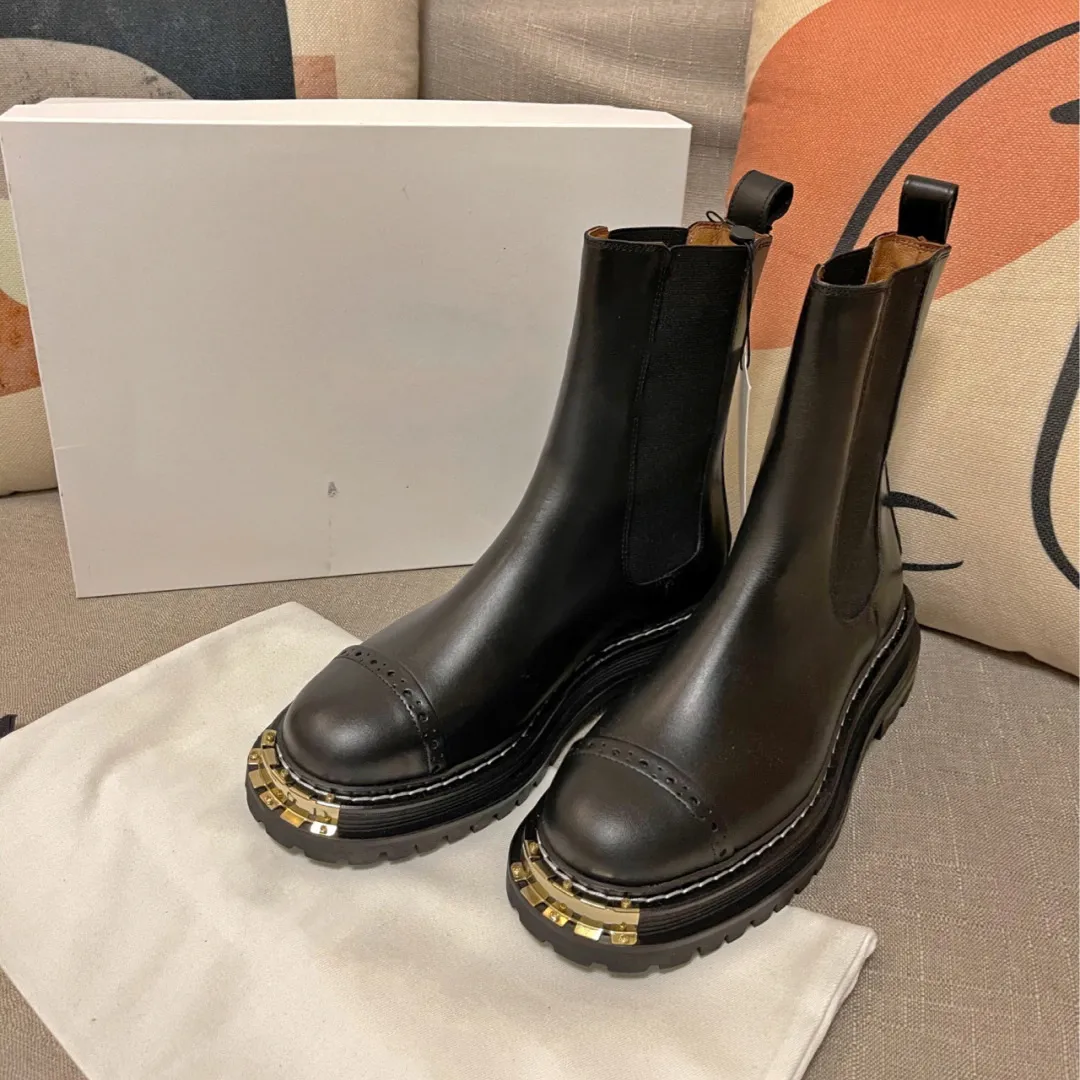 Hochwertige Luxus-Designer-Martin-Stiefel, Damen-Stiefeletten, Sandro-Schnürstiefel, Leder, dicker Boden, schwarze Knöchel-Kampfstiefel, Biker-Stiefel für den Außenbereich, Größe 35–40, mit Box