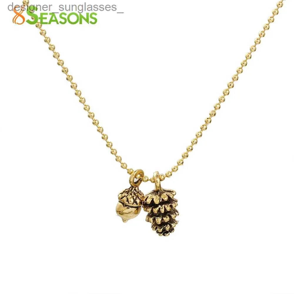 Anhänger Halsketten 8Seasons Mode Handgemachte Halskette Antik Gold Farbe Kiefer Kegel Eichel Anhänger Kette Halskette Frauen Party Club Kragen Schmuck 1PCL231218