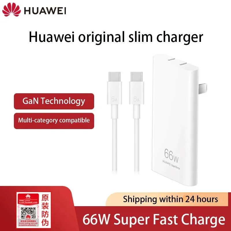 イヤホンHuawei Gallium Nitride Slim電話充電器Gan充電器（最大66W）互換性のあるHuaweiヘッドセットスマートウォッチApple PD Fast Charge